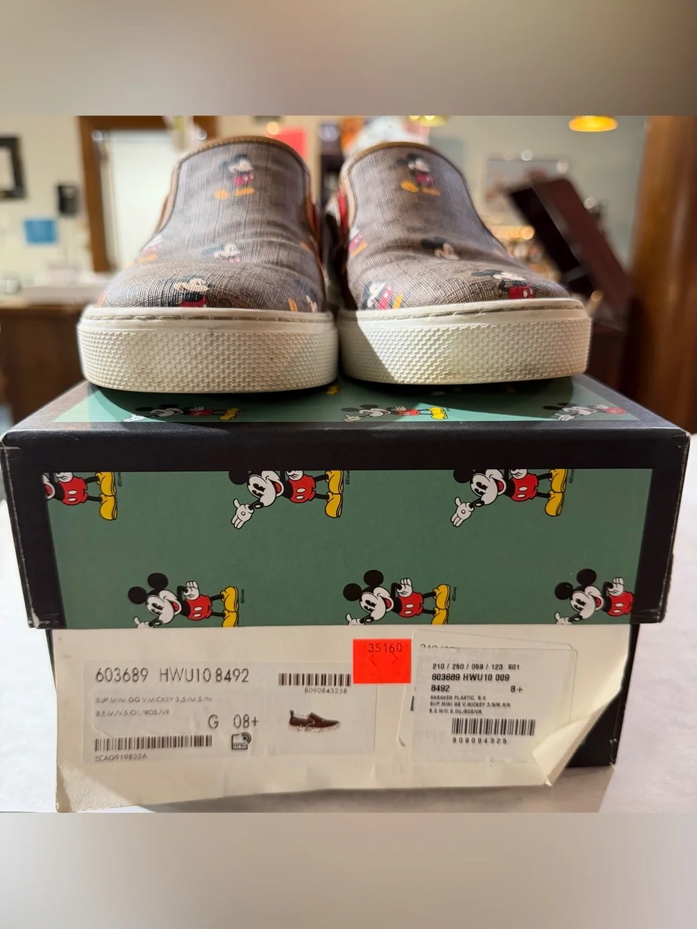 GUCCI X DISNEY Mini GG Men’s Slip On Sneaker Size 8.5